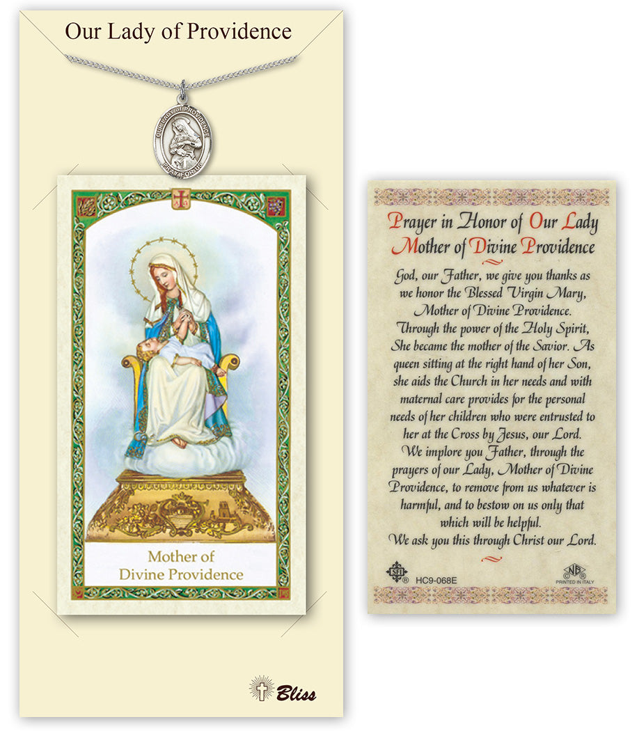 Bliss Our Lady of Providence Medal and Prayer Holy Card Gift Set