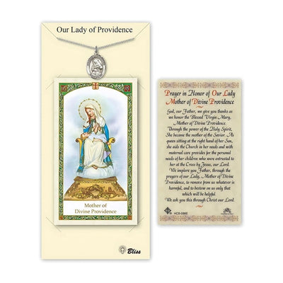 Our Lady of Providence Pewter Medal 3/4-inch and Prayer Holy Card Gift Set, Bliss Manufacturing