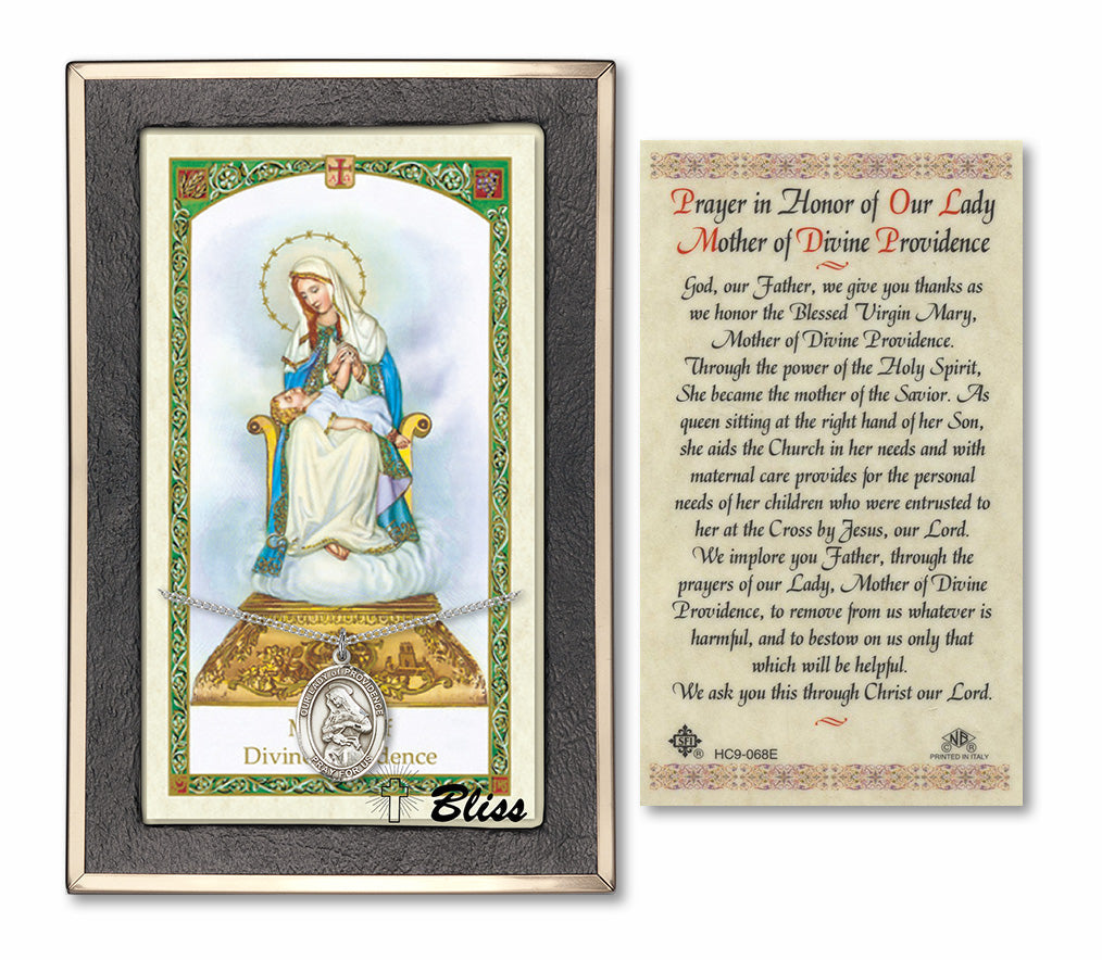 Bliss Our Lady of Providence Medal and Prayer Holy Card Gift Set