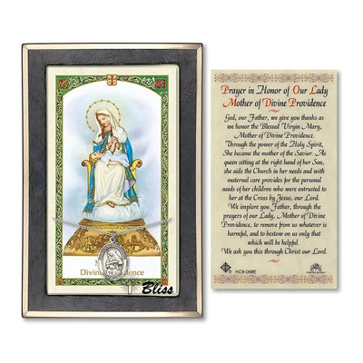 Our Lady of Providence Sterling Silver Medal 3/4-inch and Prayer Holy Card Gift Set, Bliss Manufacturing