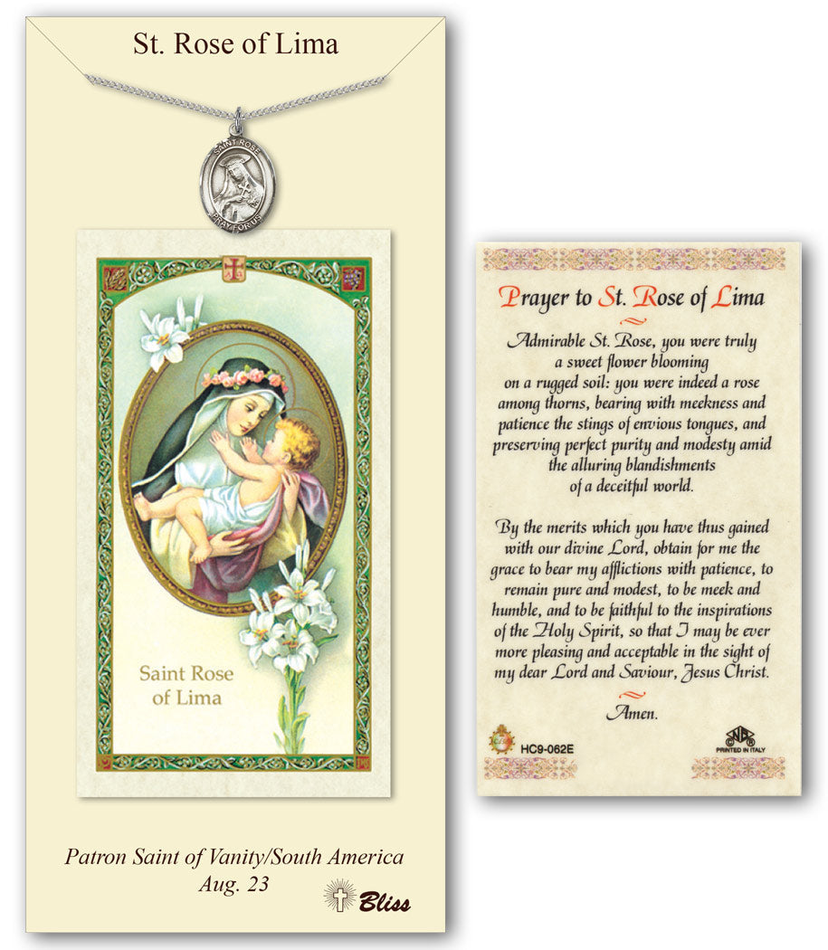 Bliss St Rose of Lima Medal and Prayer Holy Card Gift Set