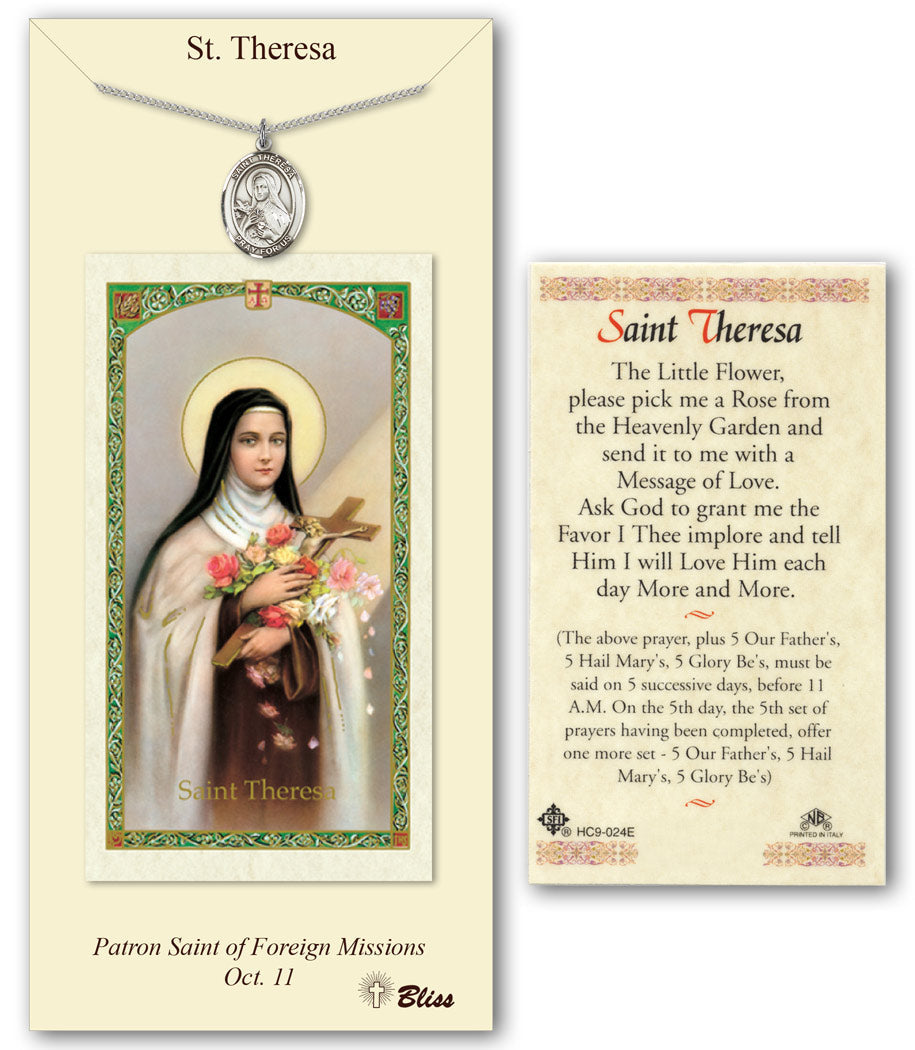 Bliss St Theresa Medal and Prayer Holy Card Gift Set