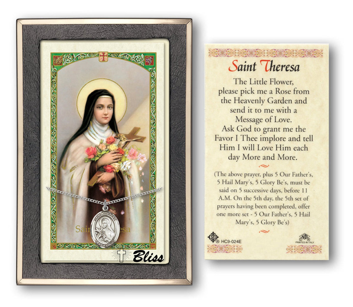 Bliss St Theresa Medal and Prayer Holy Card Gift Set