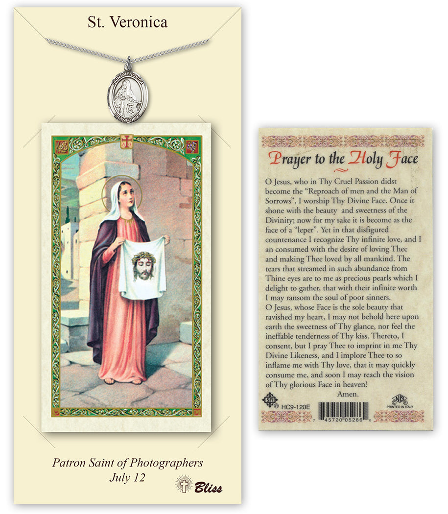 Bliss St Veronica Medal and Holy Face Prayer Holy Card Gift Set