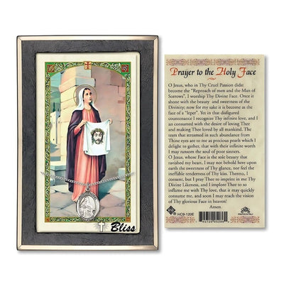 St Veronica Sterling Silver Medal 3/4-inch and Prayer Holy Card Gift Set, Bliss Manufacturing