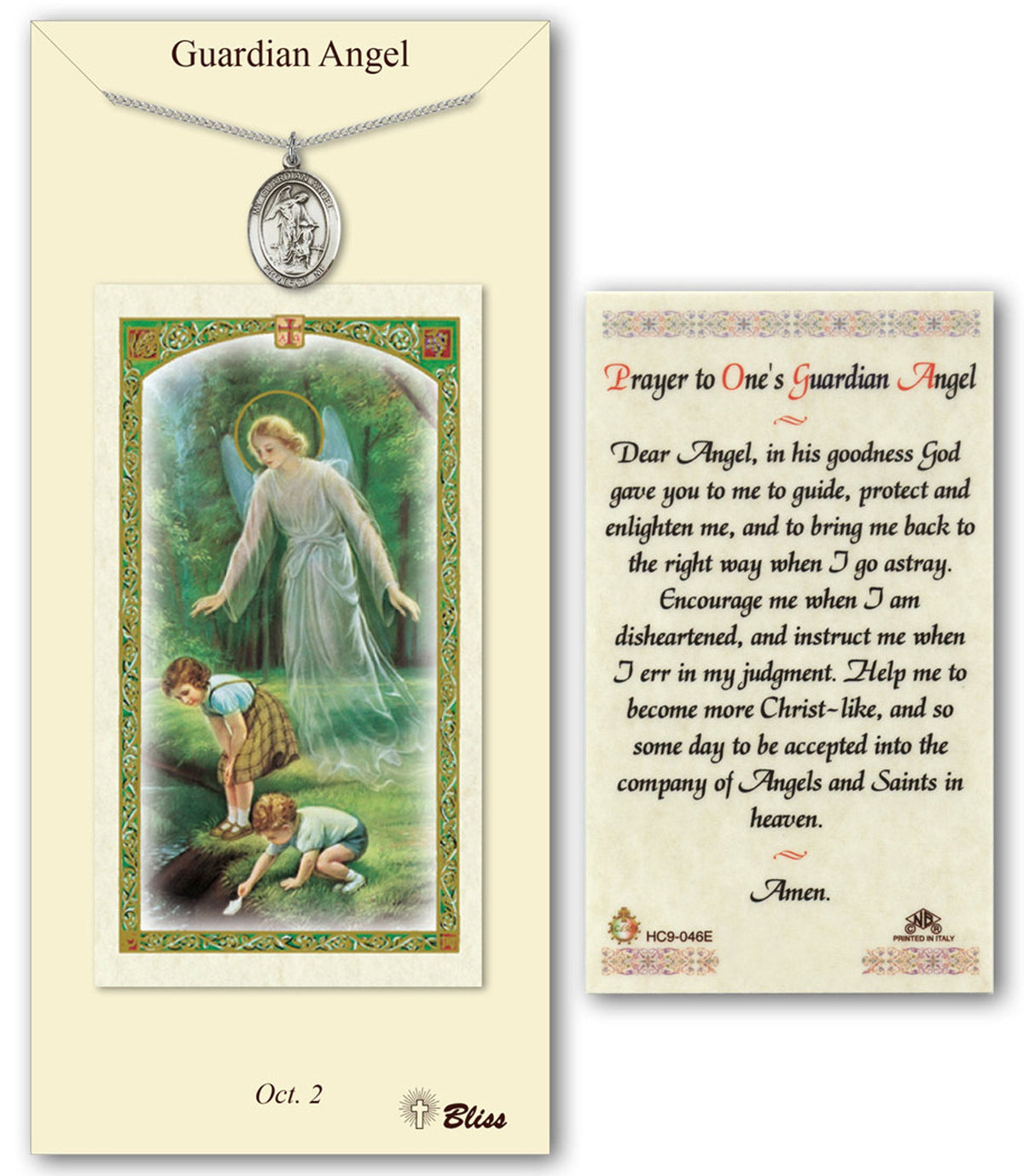 Bliss Guardian Angel Medal and Prayer Holy Card Gift Set