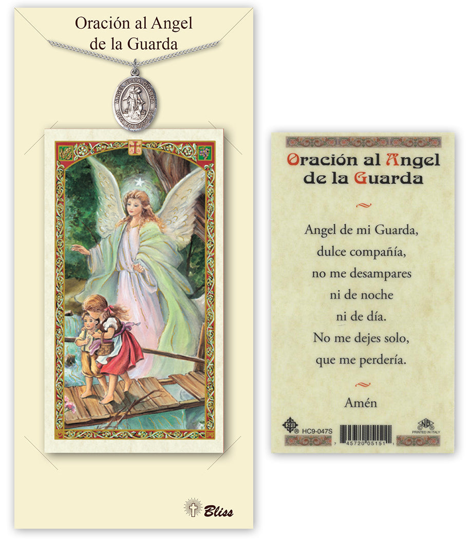 Bliss Angel de la Guarda Medal and Prayer Holy Card Gift Set