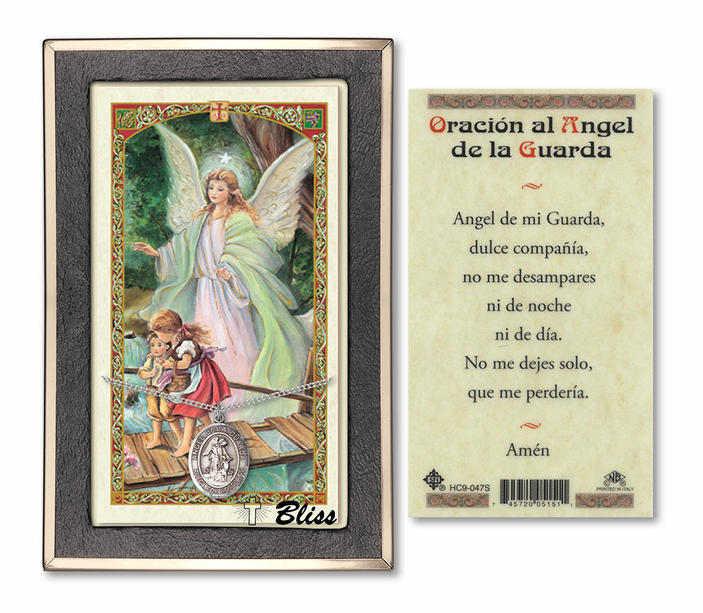 Bliss Angel de la Guarda Medal and Prayer Holy Card Gift Set