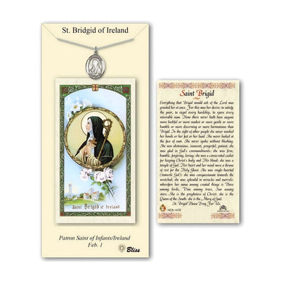 St Brigid of Ireland Pewter Medal 3/4-inch and Prayer Holy Card Gift Set, Bliss Manufacturing