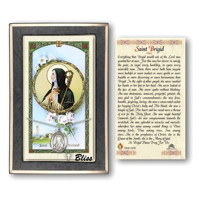 St Brigid of Ireland Sterling Silver Medal 3/4-inch and Prayer Holy Card Gift Set, Bliss Manufacturing