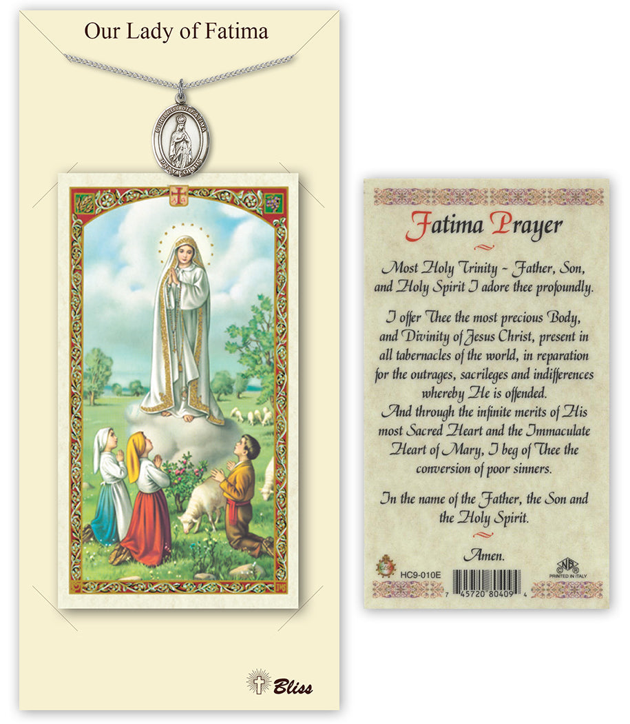 Bliss Our Lady of Fatima Medal and Prayer Holy Card Gift Set