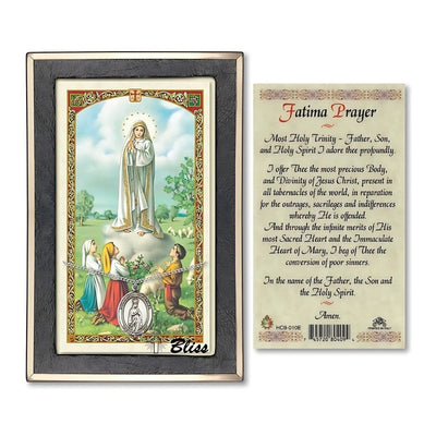 Our Lady of Fatima Sterling Silver Medal 3/4-inch and Prayer Holy Card Gift Set, Bliss Manufacturing