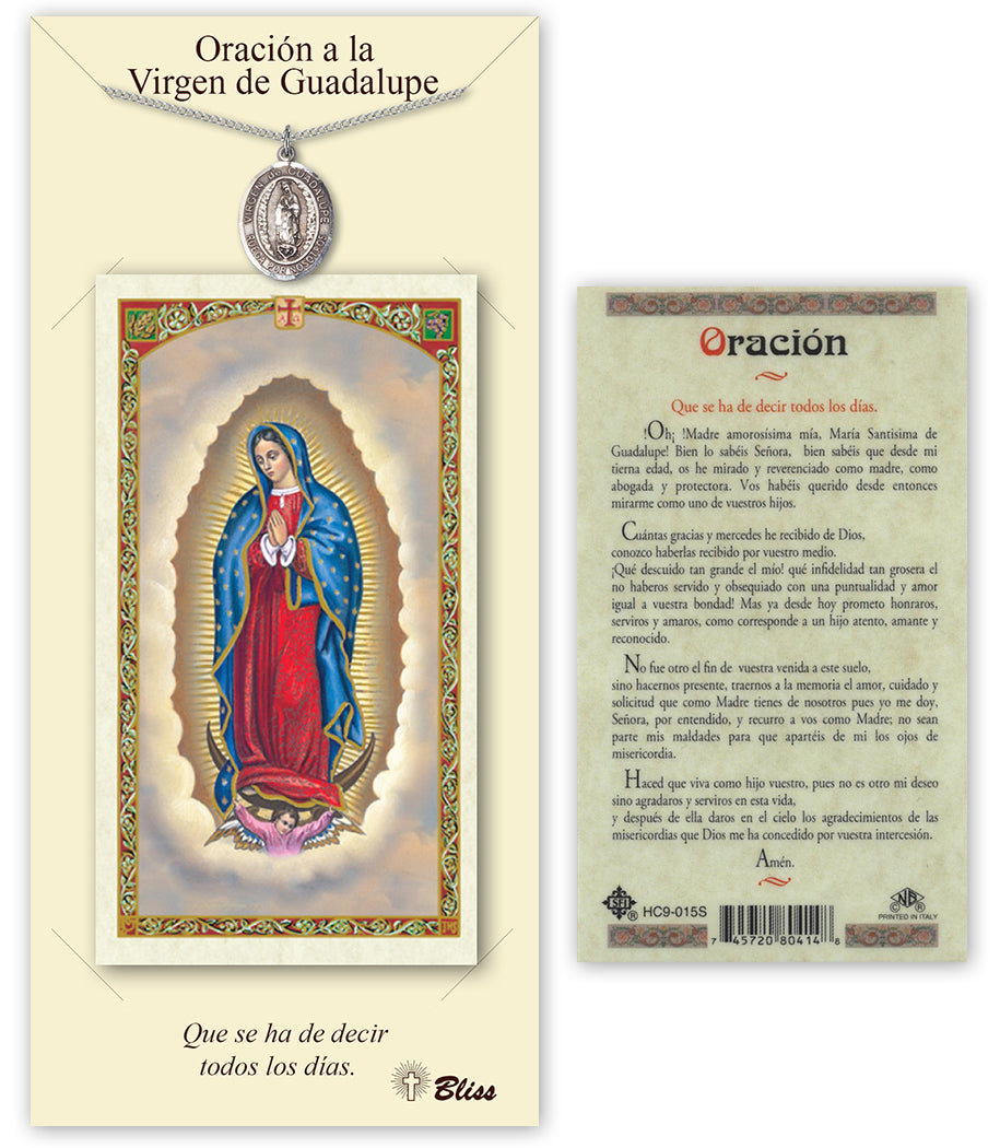 Bliss Spanish Senora de Guadalupe Medal and Prayer Holy Card Gift Set