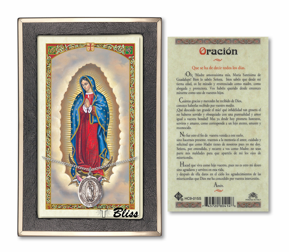 Bliss Spanish Senora de Guadalupe Medal and Prayer Holy Card Gift Set