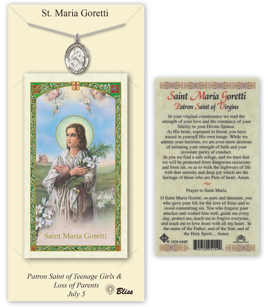 Bliss St Maria Goretti Medal and Prayer Holy Card Gift Set