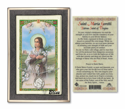 Bliss St Maria Goretti Medal and Prayer Holy Card Gift Set