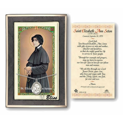 St Elizabeth Ann Seton Sterling Silver Medal 3/4-inch and Prayer Holy Card Gift Set, Bliss Manufacturing