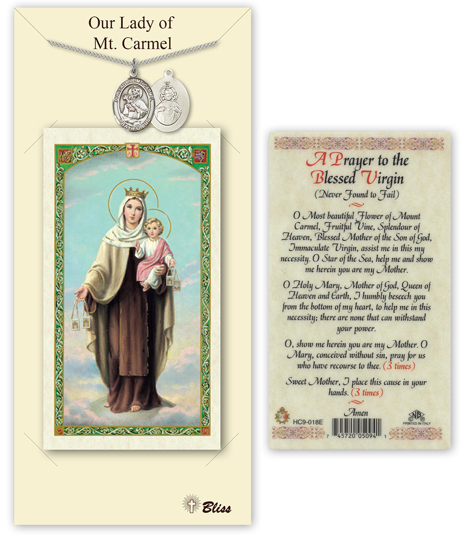 Bliss Our Lady of Mount Carmel Medal and Prayer Holy Card Gift Set