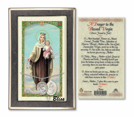 Bliss Our Lady of Mount Carmel Medal and Prayer Holy Card Gift Set