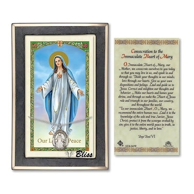 Our Lady of Peace Sterling Silver Medal 3/4-inch and Prayer Holy Card Gift Set, Bliss Manufacturing