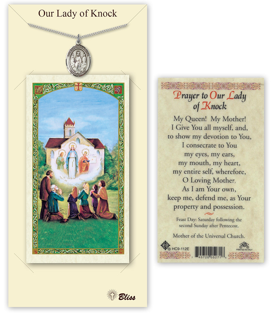 Bliss Our Lady of Knock Medal and Prayer Holy Card Gift Set