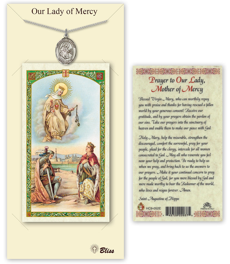 Bliss Our Lady of Mercy Medal and Prayer Holy Card Gift Set