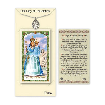 Our Lady of Consolation Holy Card Gift Set in Pewter, 3/4-inch Medal 3/4-inch, Bliss Manufacturing