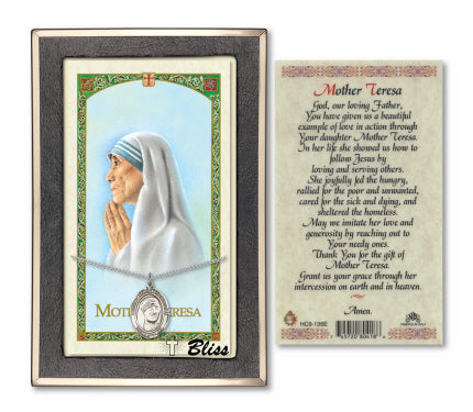 Bliss St Teresa of Calcutta Medal and Prayer Holy Card Gift Set