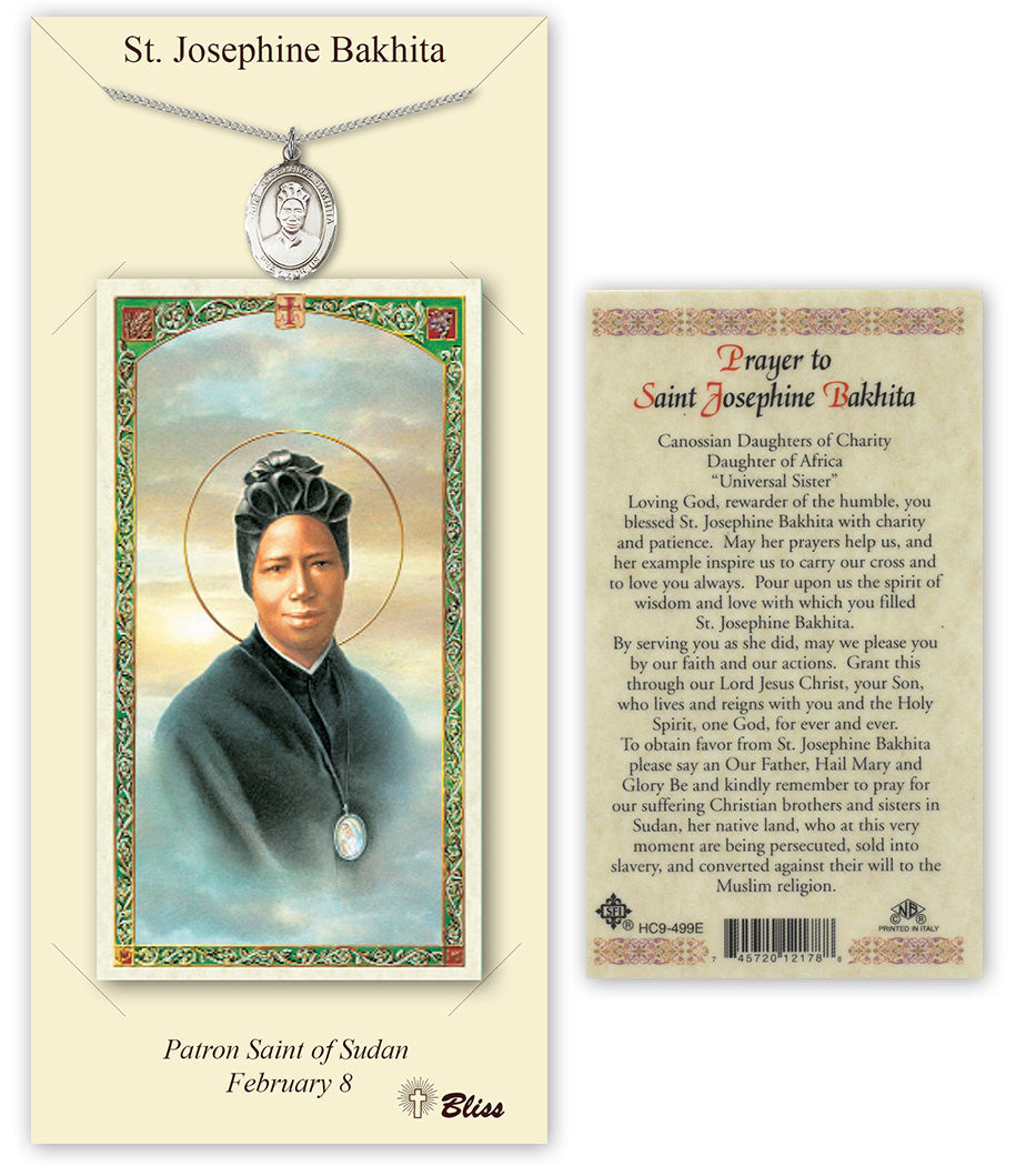 Bliss St Josephine Bakhita Medal and Prayer Holy Card Gift Set