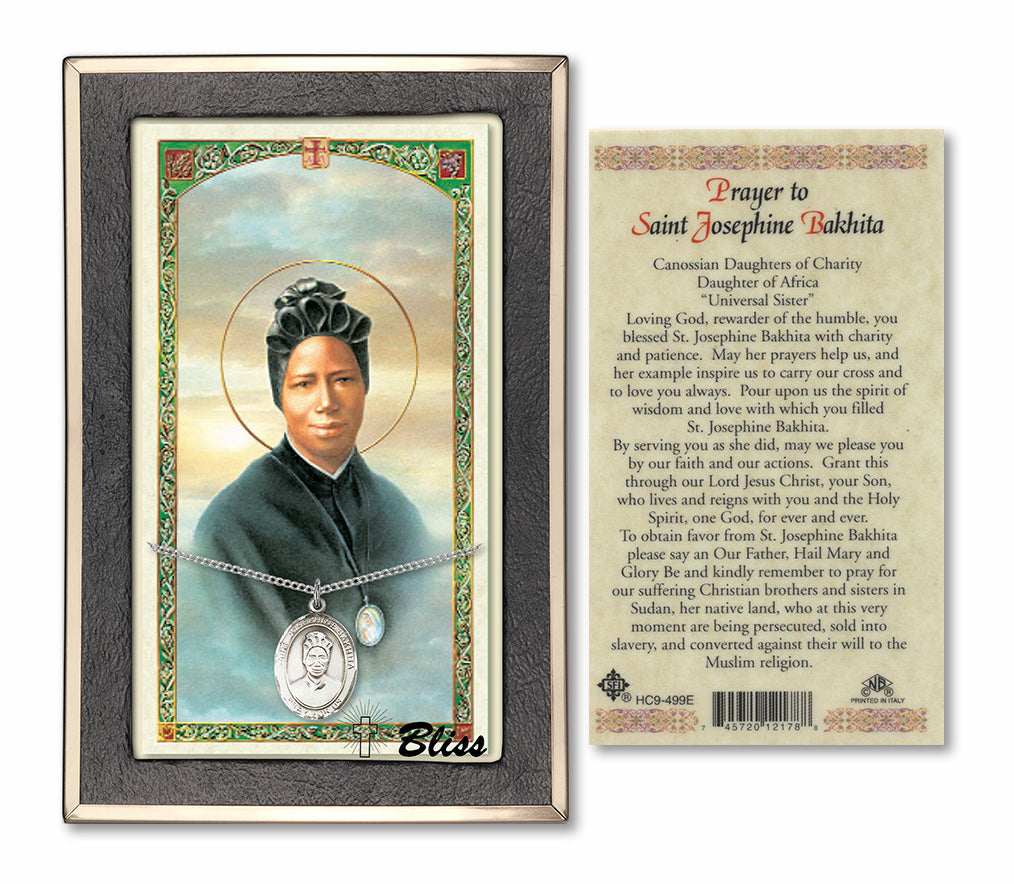 Bliss St Josephine Bakhita Medal and Prayer Holy Card Gift Set