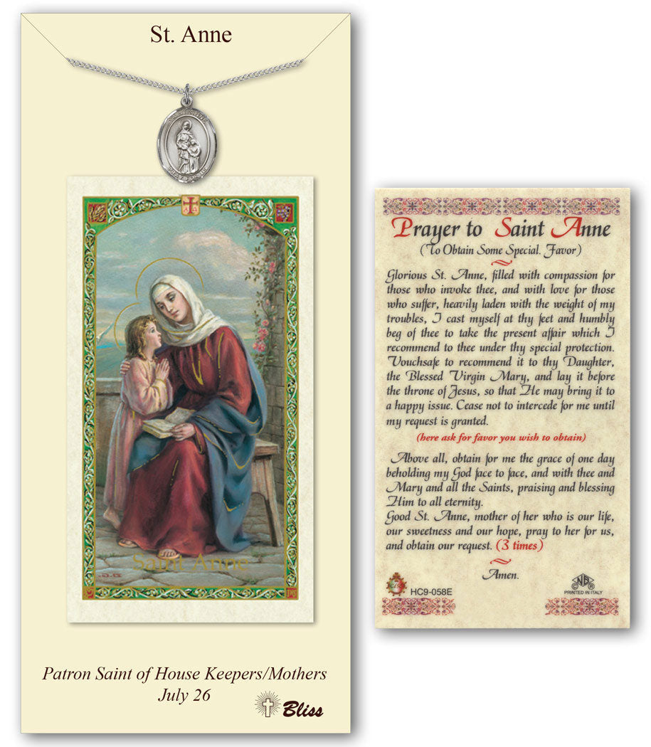 Bliss St Anne Medal and Prayer Holy Card Gift Set