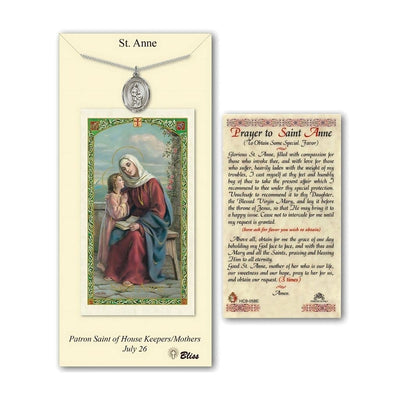 St Anne Pewter Medal 3/4-inch and Prayer Holy Card Gift Set, Bliss Manufacturing