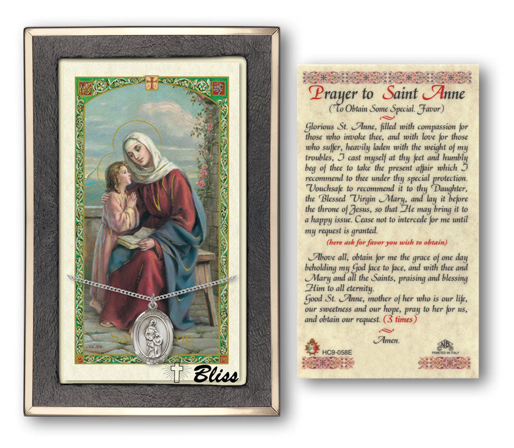 Bliss St Anne Medal and Prayer Holy Card Gift Set