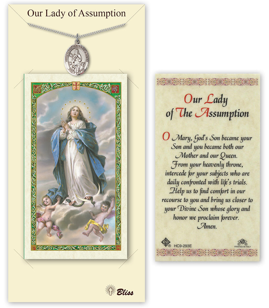 Bliss Our Lady of Assumption Medal and Prayer Holy Card Gift Set