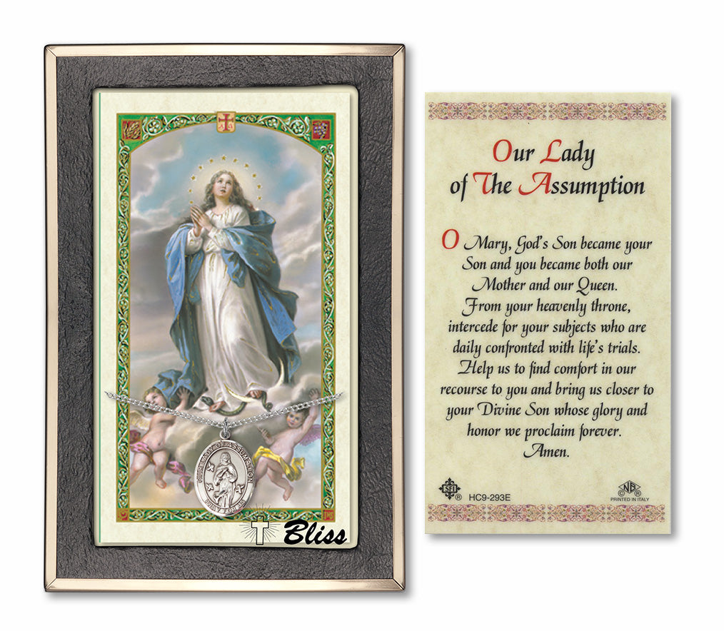 Bliss Our Lady of Assumption Medal and Prayer Holy Card Gift Set