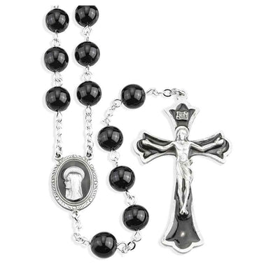 Madonna Onyx New England Enameled Pewter Rosary, HMH Religious