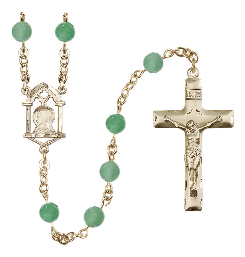 Bliss Manufacturing Madonna and Sacred Heart Gold-filled Aventurine Rosary,