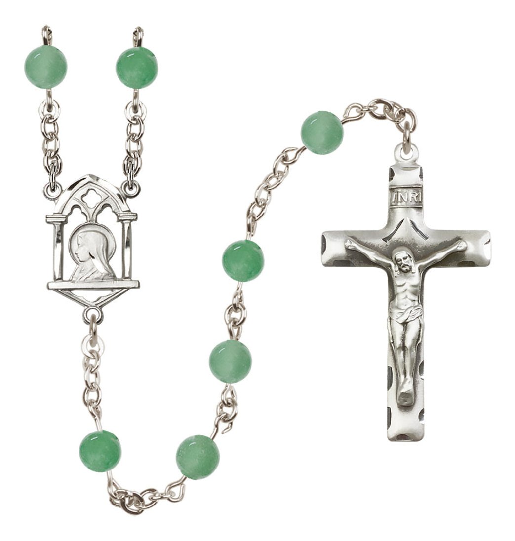 Bliss Madonna and Sacred Heart Sterling Silver Aventurine Rosary,