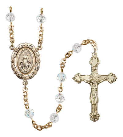 6mm Crystal Gold-Plated Rosary w/Gold-filled Center/Crucifix, Bliss Manufacturing