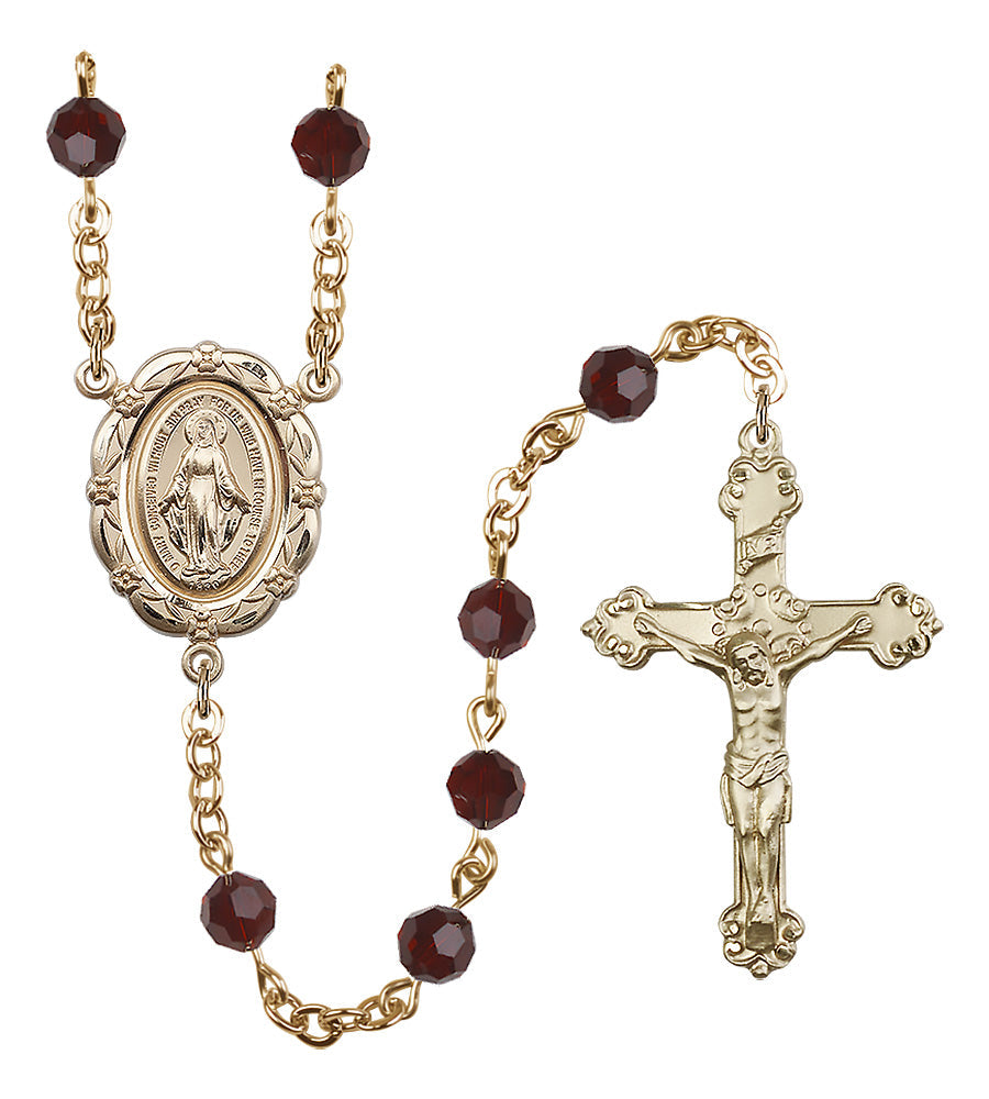 Bliss 6mm Crystal Gold-Plated Rosary w/Gold-filled Center/Crucifix