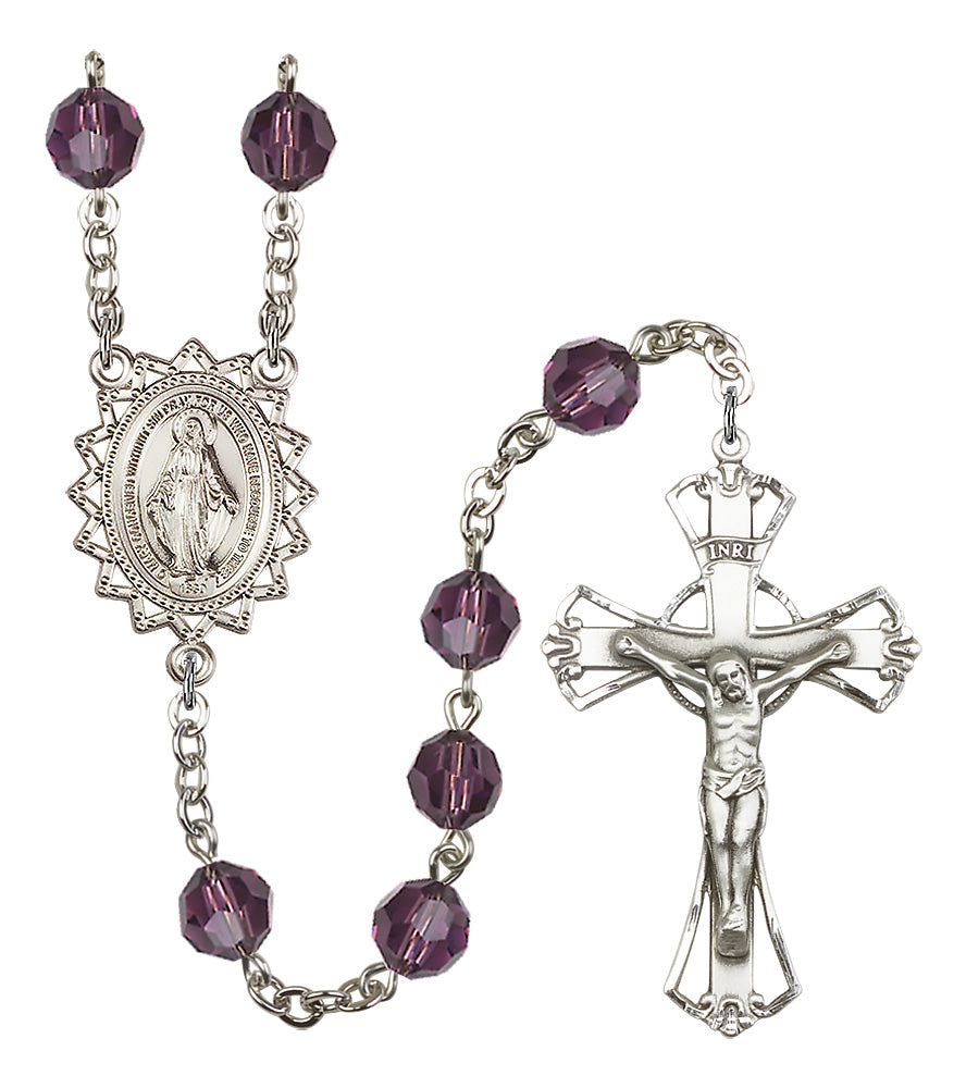 Bliss 8mm Crystal Silver-Plated Rosary w/Sterling Center/Crucifix