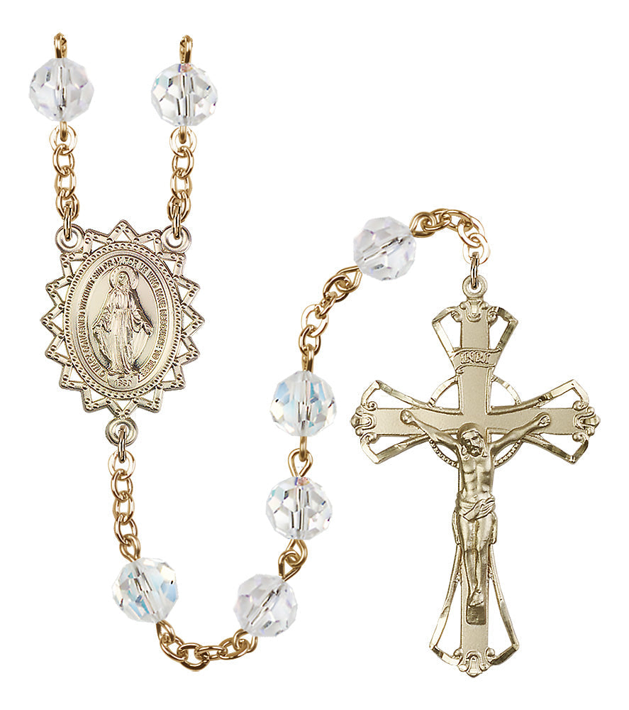 Bliss Bliss 8mm Crystal Plated Rosary w/Gold-filled Center/Crucifix