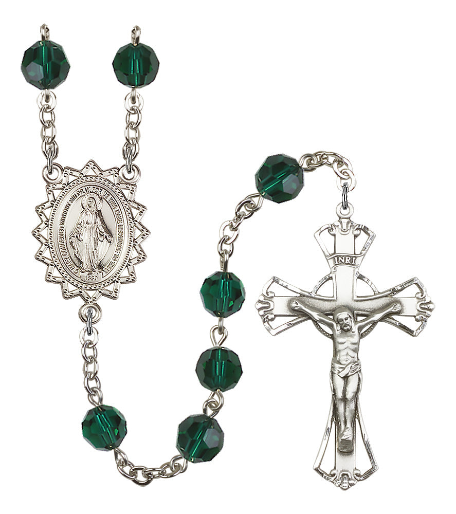 Bliss 8mm Crystal Silver-Plated Rosary w/Sterling Center/Crucifix