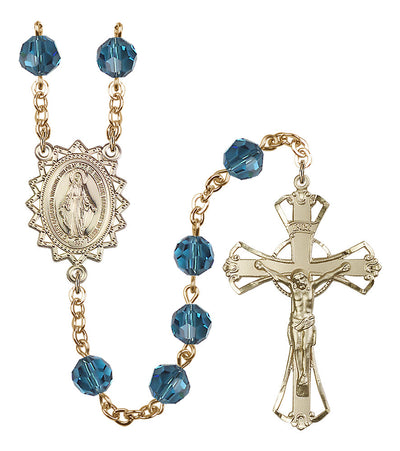 8mm Crystal Plated Rosary w/Gold-filled Center/Crucifix in Indocolite, Bliss Manufacturing