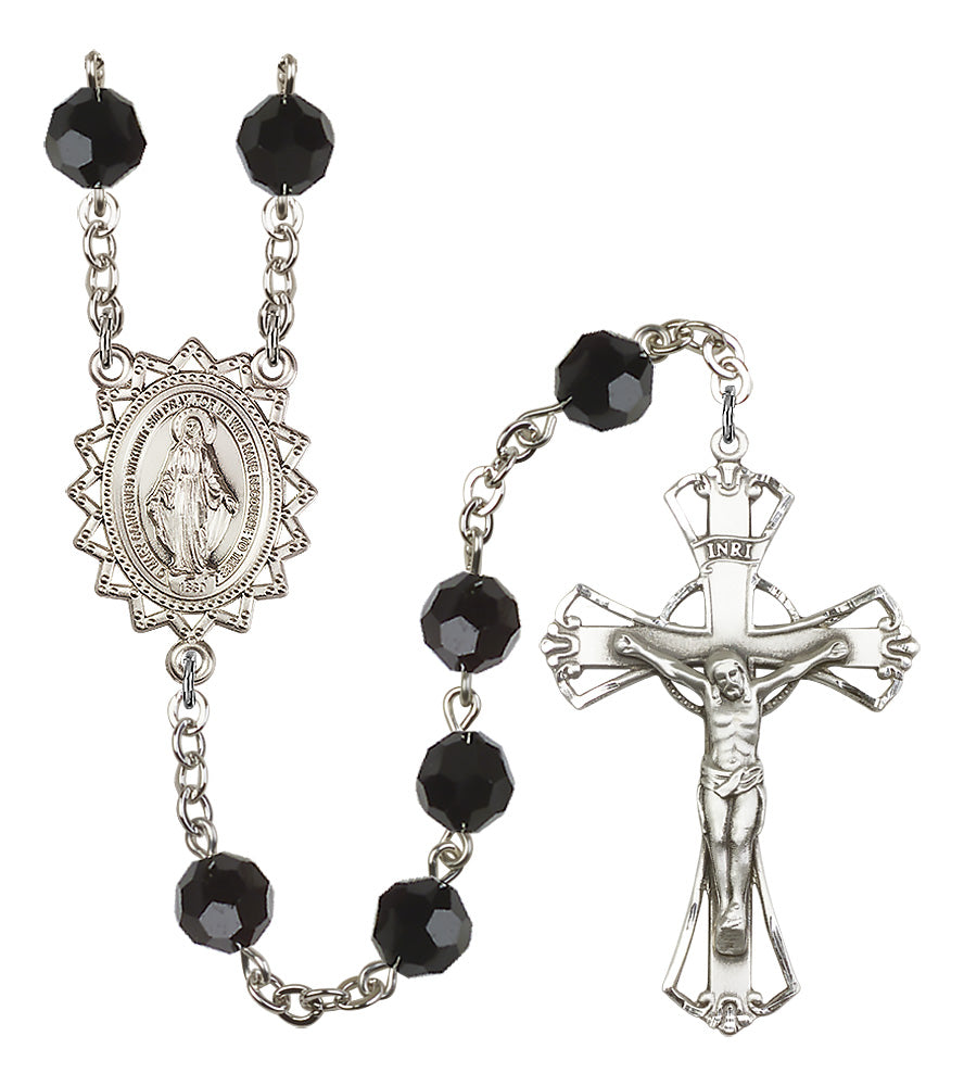 Bliss 8mm Crystal Silver-Plated Rosary w/Sterling Center/Crucifix