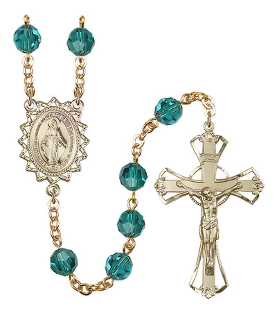8mm Crystal Plated Rosary w/Gold-filled Center/Crucifix in Zircon, Bliss Manufacturing