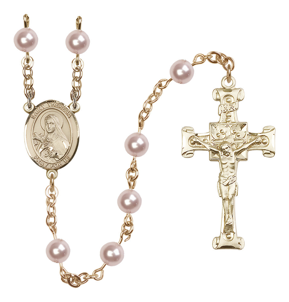 Bliss Saint Theresa Rose Pearl Gold-filled Rosary