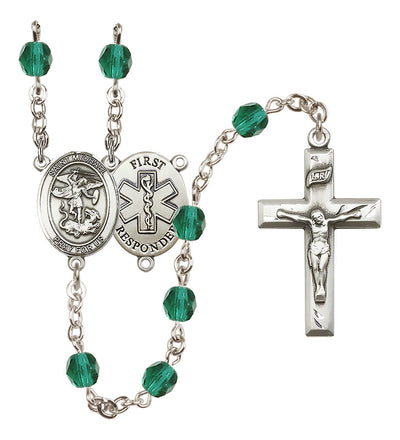 1st Responder St Michael Topaz Birthstone Crystal Rosary in Zircon, Bliss Manufacturing