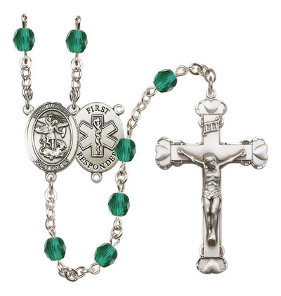 1st Responder Zircon Birthstone Fire Polished Bead Heart Tip Rosary, Bliss Manufacturing