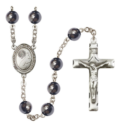 Footprints In The Sand 8mm Hematite Bead Silver-Plated Rosary, Bliss Manufacturing